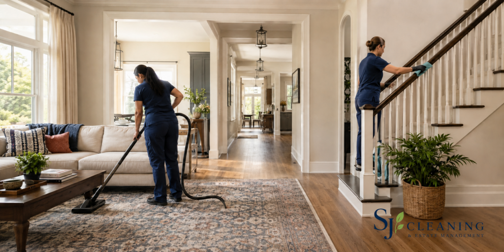 House Cleaning Cost in the Hudson Valley with SJ Cleaning professionals cleaning a spacious home