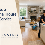 What does professional house cleaning include? An SJ Cleaning professional cleans a kitchen inside a bright Hudson Valley home.